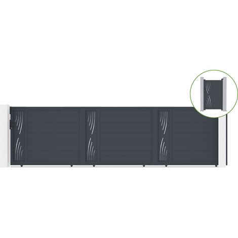 Puerta corredera 6m VELETA H.160cm aluminio + cancela VELETA H160 GRIS (1/5)