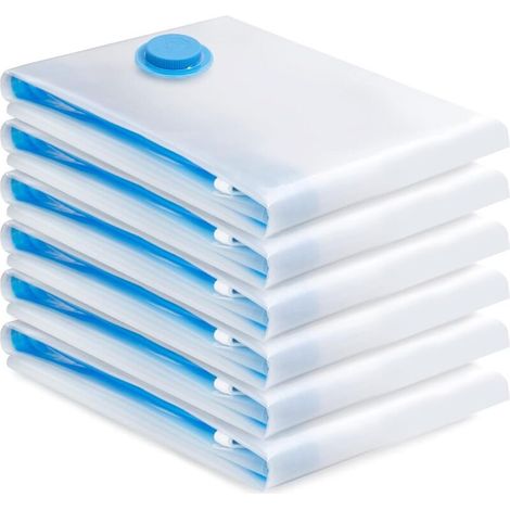 Sac de Rangement Sous Vide 6PCS,Sac sous vide Vetement Aspirateur,Compression Housse Aspirable Rangement Réutilisable pour Literie, Vêtements, Couettes, Matelas,Tente et Voyages(100 80CM) (1/4)