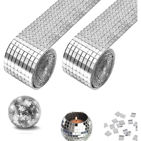 royaluxe-2 Pièces Mini Carreaux Mosaïque Carrés Verre, Carrelage Miroir Mosaïque Carré, Autocollant Mosaique Verre, pour Salle de Bain, l'hôtel (Argent) (1/5)