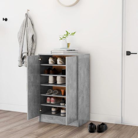 Armoire à chaussures Meuble à chaussures Étagère de rangement Gris béton 60x35x92 cm Aggloméré RTJEX518378 (1/5)