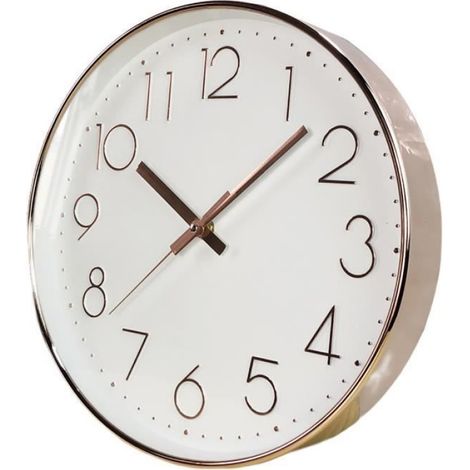 Horloge silencieuse, horloge pendule, horloge à quartz, horloge numérique stéréoscopique simple, diamètre 25cm (1/4)