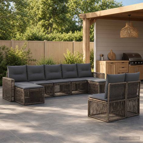 Set Divano da Giardino 9 pcs Grigio e Grigio Scuro polyrattan vidaXL (1/5)