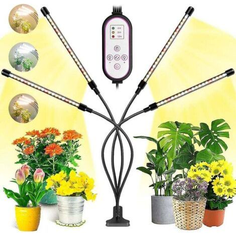 Lampe pour Plantes, 2020 Nouvelle 80 LEDs 4 Heads Lampe de Croissance, Chronométrage AUTO - ON/OFF Lampe Led Horticole pour Semis, Succulentes, Orchidee(660nm/3000K/5000K) (1/4)