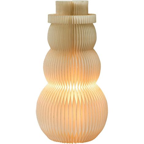 LED Snowman Figurine Beige Honeycomb Paper 3D Effect with Light Origami Style Festive Motif BANGA