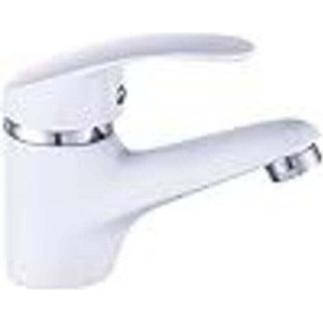 Robinet d'évier de lavabo blanc mélangeur d'eau chaude et froide pulvérisateur robinet de lavabo mélangeur d'eau chaude et froide ensemble de vidange bec cascade outil de cuisine tête de (1/4)