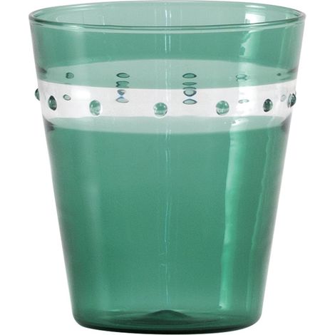 Zafferano Lot De 4 Verres Tumbler À Pois En Verre Borosilicate Soufflé À La Main Couleur Vert Lac Design Artisanal Muranais Élégant Et Pratique (1/4)