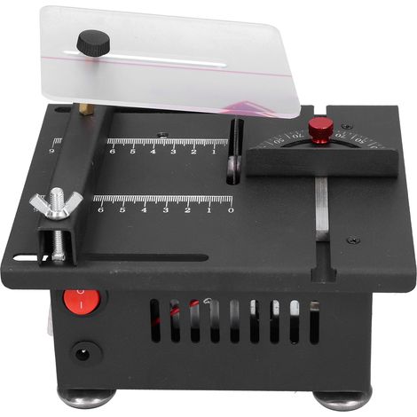 Scie circulaire de table Mini 100 W à rail coulissant réglable, machine de coupe 110 V-240 V pour le travail du bois, prise UE (1/5)