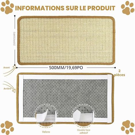 Griffoir Chat Tapis à Gratter en Sisal Tapis de Sol pour Chat protège Tapis et Canapés 50 x 25 cm Beige (1/4)