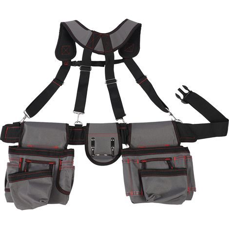 Ceinture porte-outils professionnelle avec bretelles, 12 poches, pour électriciens, menuisiers, jardiniers et chantiers de construction intensifs (1/4)