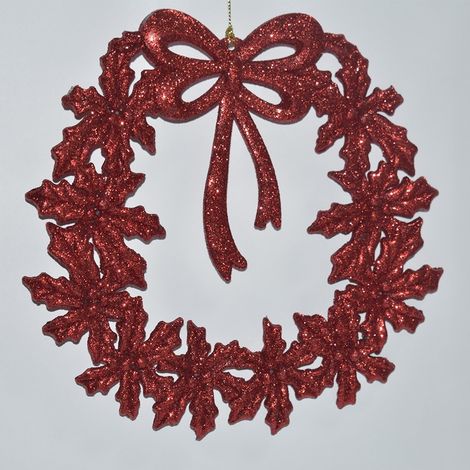 Ghirlanda da addobbi natalizi per decorazioni albero di natale 20 cm rosso (1/5)
