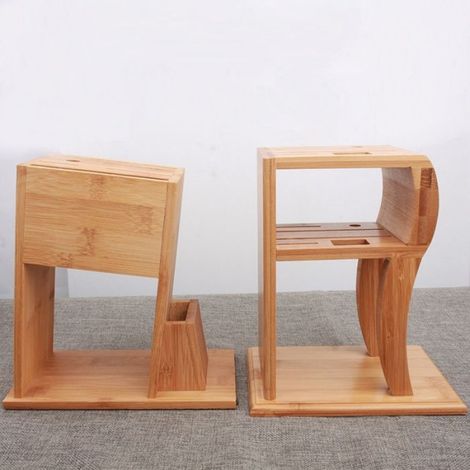 Porte-couteau en bois massif multifonctionnel, carbonisation haute température, finition vernis à base d'eau pour rangement couteaux de cuisine (1/5)