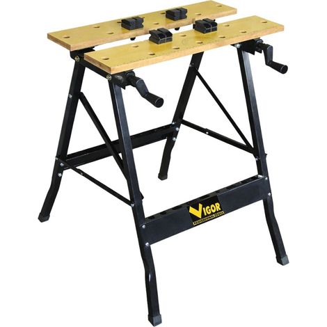 Etabli pliable Multiposition Charge 150kg - Table de travail portable Etau Réglage 20 à 35 cm Bricolage Sciage Ateliers INTEC