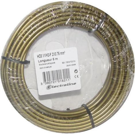 ELECTRALINE - Câble H03VVH2F 2x0.75 05m v/or couronne