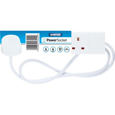 STATUS S4W4MS6 Extension Lead 240V 4-Gang 13A White 4m SIN4SM4W