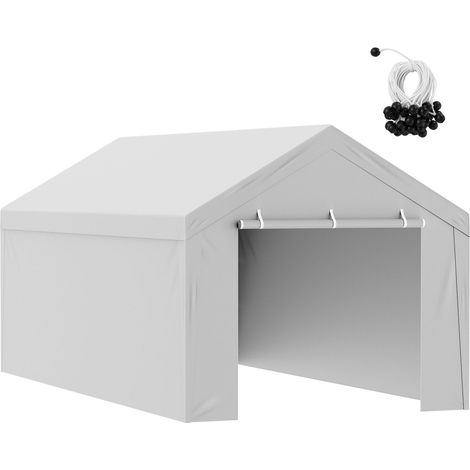 Abri de voiture, Toit de remplacement + Paroi latérale 6x3 m, Bâche épaisse imperméable et anti-UV, Fixation facile par tendeurs, Blanc (sans structure) (1/5)