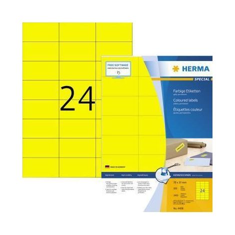 HERMA Etikett 4406 70x37mm gelb 2.400 St./Pack.