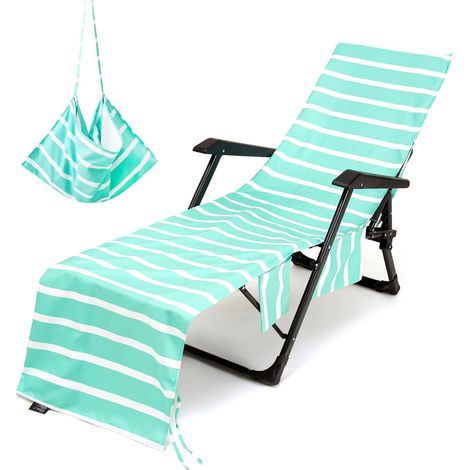 Housse De Chaise Longue - Microfibre - 215 X 75 Cm - Poches Latérales - Bandes Élastiques Aux Coins - Pour Plage Piscine Jardin - 1 Pièce (1/3)