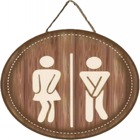 Toiletbord - Bois Naturel - Avec Symboles Homme Femme - Pour Bureau Hotel Residence Club - Montage Murale - 1 Pièce (1/5)