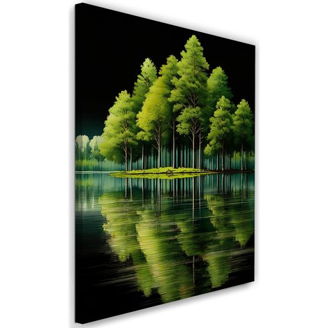 Tableau déco Forêt verte au bord du lac 60x90 (1/5)
