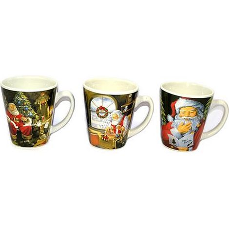 Tazzone da latte set 3 Tazza con decorazioni natalizie babbo natale idea regalo cm 10 in ceramica (1/2)