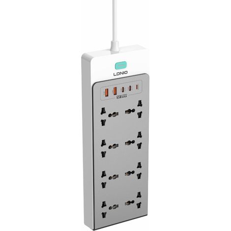 Multiprise avec Interrupteur USB C 65W GaN Chargeur, 8 Prise Electrique Extension Strip 2m Cable, USB A Universelle Adaptateur de Socket pour PC Maison Bureau (1/5)