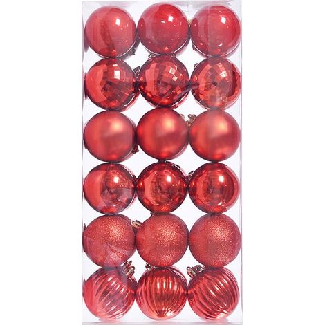 Lot de 36 boules de Noël assorties incassables pour sapin, à suspendre, déco saisonnière, fête, mariage (rouge, 3 cm) (1/5)