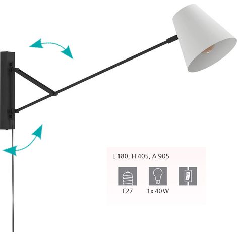 Applique Minimal Forcadet Acciaio Nero 1 Luce E27 (1/2)