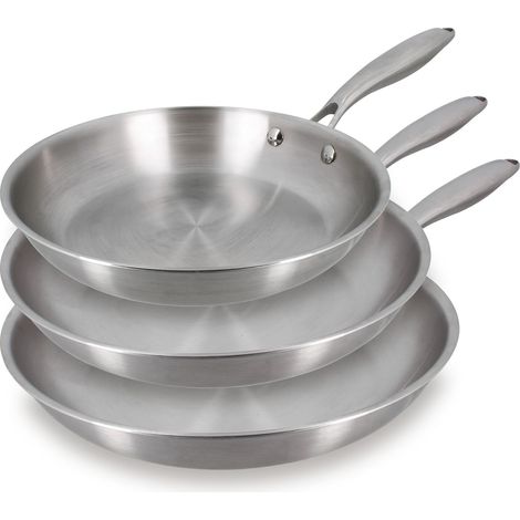 Set de 3 poêles en acier inoxydable, TRINOX