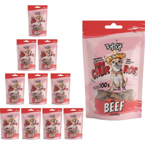 TufTuf Mini Churros Rindfleisch-Leckerlis für Hunde, 10 x 100 g (1/3)