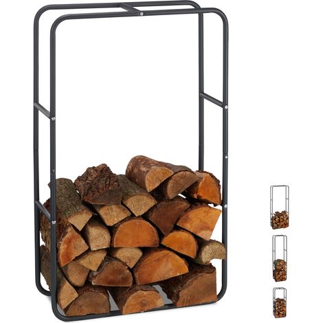 Relaxdays Kaminholzregal, Holzscheite Stapelhilfe, aus Stahl, innen und außen, Brennholzregal, HxB 100x60 cm, anthrazit