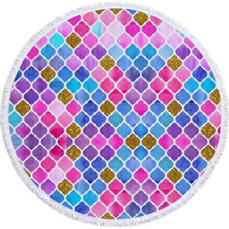 Filiyano-Serviette de plage ronde imprimée en microfibre, châle de plage, tapis de plage (1/2)