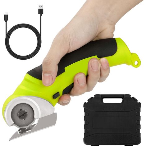 Tijeras eléctricas con caja de herramientas, cortador de cartón, cortador de rollo inalámbrico, batería de 4,2 V/2,0 Ah, cortador universal, potentes tijeras inalámbricas recargables para tela, alfomb (1/4)