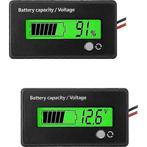 Ecleanfy - Lot de 2 indicateurs de capacité et de tension pour batteries au plomb et au lithium (12 V, 24 V, 36 V, 48 V et 72 V CC). (1/5)