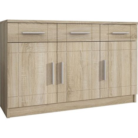 Cómoda Bacces I, Roble Sonoma, Con cajones y puertas, Número de cajones: 3, 70x103x37cm