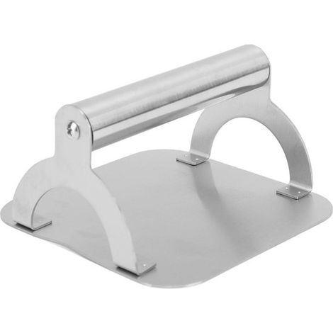 Pressa per hamburger, pressa per carne, grigliatura uniforme, acciaio inox, 15 x 15 x 9 cm, argento (1/5)