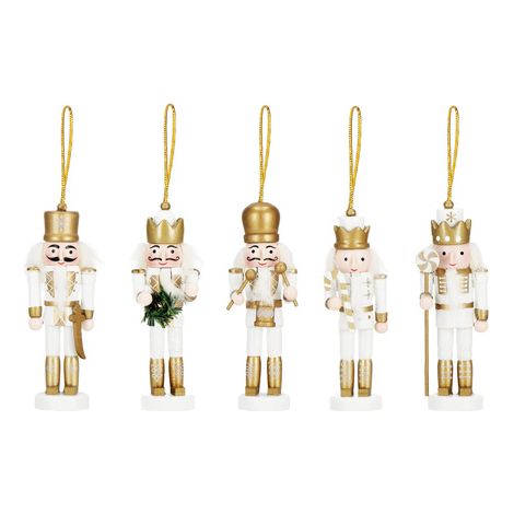 Ganci natalizi 5 pezzi, decorazioni natalizie in legno dello zio Nocciola.