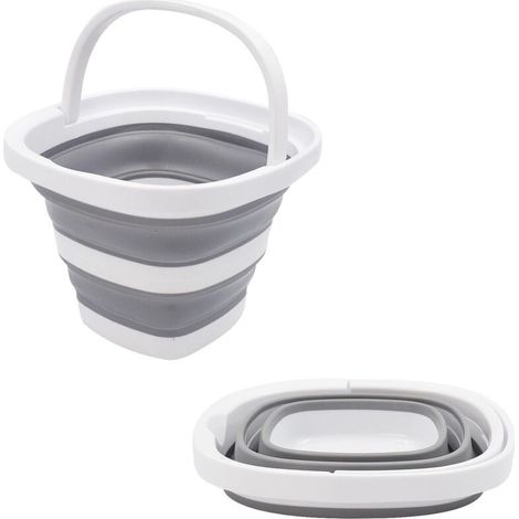 Seau pliable de 5 L, pichet à eau portable avec poignée solide, bassin pour lavage de voiture, gain de place. Seau pliable pour camping extérieur, pêche, nettoyage domestique, alimentation des animaux (1/5)