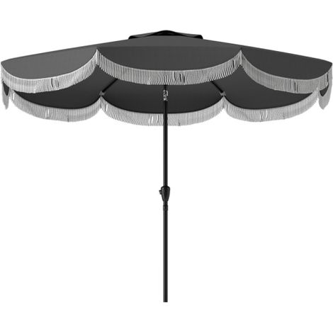 Ombrellone da 269 cm di diametro con protezione UV, ombrellone ottagonale per balcone, accessorio per la protezione solare in giardino, colore grigio scuro.