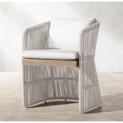 Ensemble de jardin moderne en bois de teck massif et corde résistante aux intempéries, chaises de salle à manger extérieur design, mobilier minimaliste pour terrasse, lot de 2, Sincero Hogar (1/5)