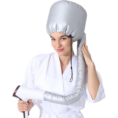 Bonnet sèche-cheveux extra large – Argent – Réglable – Accessoire pour cheveux bouclés – Séchage rapide (1/5)
