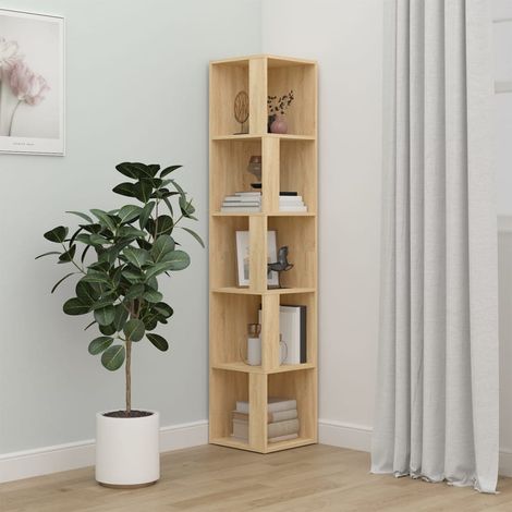 Étagère de Rangement Bibliothèque, Armoire d'angle Montage facile, Chêne sonoma 33x33x164,5 cm Aggloméré OIB7728E (1/5)