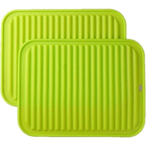 Dessous de plat en silicone 23 x 30 cm (9 x 12 pouces), grand format, multifonctionnel, pour égoutter, servir de dessous de plat ou de manique, imperméable (lot de 2), antidérapant, flexible, durable, (1/5)