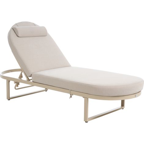 Tumbona reclinable de jardín de aluminio con cojín exterior beige Roncolo (1/5)