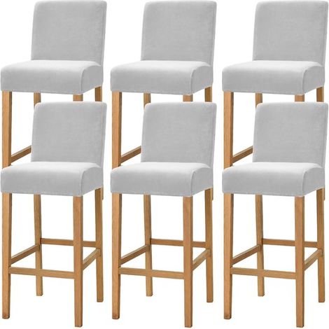 Juego de seis fundas de terciopelo de alta elasticidad para taburetes de bar，ideales para taburetes，diseño antideslizante y color gris claro (1/5)