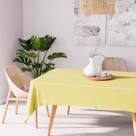 1 Nappe rectangle, Anti-tâches, Polyester, Vert citron, 140x300 cm, Usage intérieur