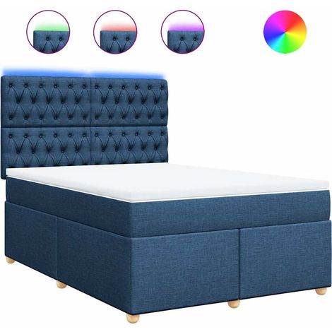 Maison Exclusive - Cama box spring con colchón tela azul 140x190 (1/5)
