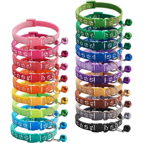 Set di 19 collari identificativi per cuccioli - Con campanellino - Regolabili da 19 a 32 cm - In morbido nylon - Adatti a cuccioli appena nati (1/5)