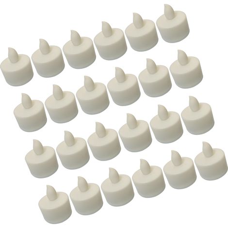 Lot de 24 bougies électroniques LED sans flamme, bougies chauffe-plat LED pour anniversaire, fêtes, ambiance de chambre, coquillage blanc et lumière jaune (1/5)