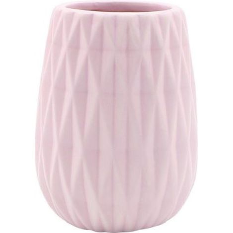 Cleafe - Bicchiere Porta Spazzolini Colore Rosa Lavorato Accessori Arredo Da Bagno 79947 - (1/2)