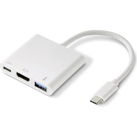 Trywise RF-4366444 Adaptateur [1x USB-C® mâle - 1x HDMI femelle, USB 3.0 femelle type A, USB-C® femelle] blanc contacts dorés 12.00 cm Q625552 (1/4)